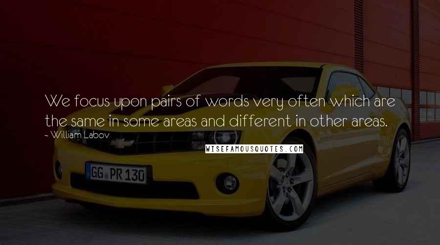 William Labov Quotes: We focus upon pairs of words very often which are the same in some areas and different in other areas.