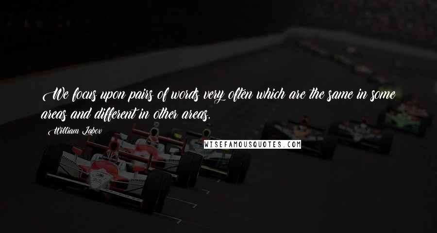 William Labov Quotes: We focus upon pairs of words very often which are the same in some areas and different in other areas.