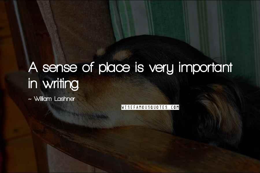 William Lashner Quotes: A sense of place is very important in writing.