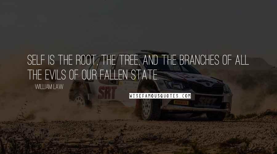 William Law Quotes: Self is the root, the tree, and the branches of all the evils of our fallen state.