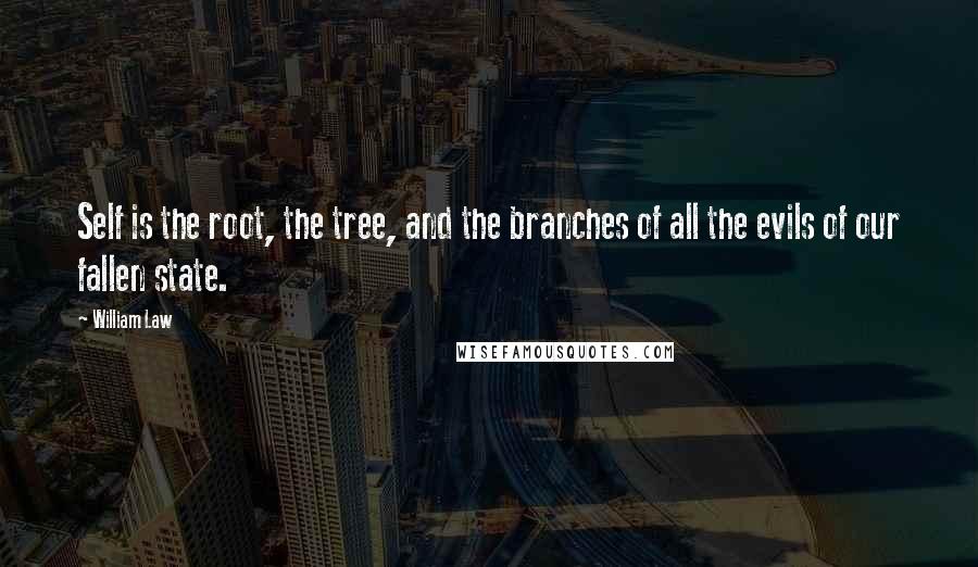 William Law Quotes: Self is the root, the tree, and the branches of all the evils of our fallen state.