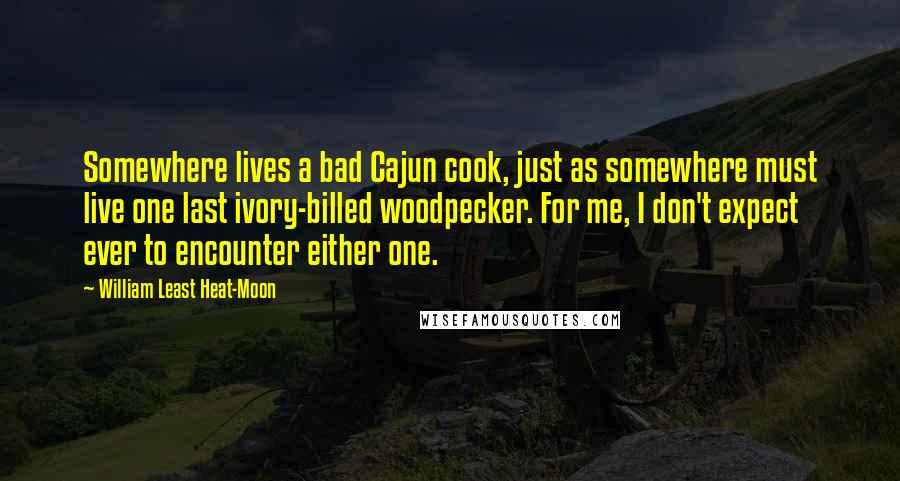 William Least Heat-Moon Quotes: Somewhere lives a bad Cajun cook, just as somewhere must live one last ivory-billed woodpecker. For me, I don't expect ever to encounter either one.