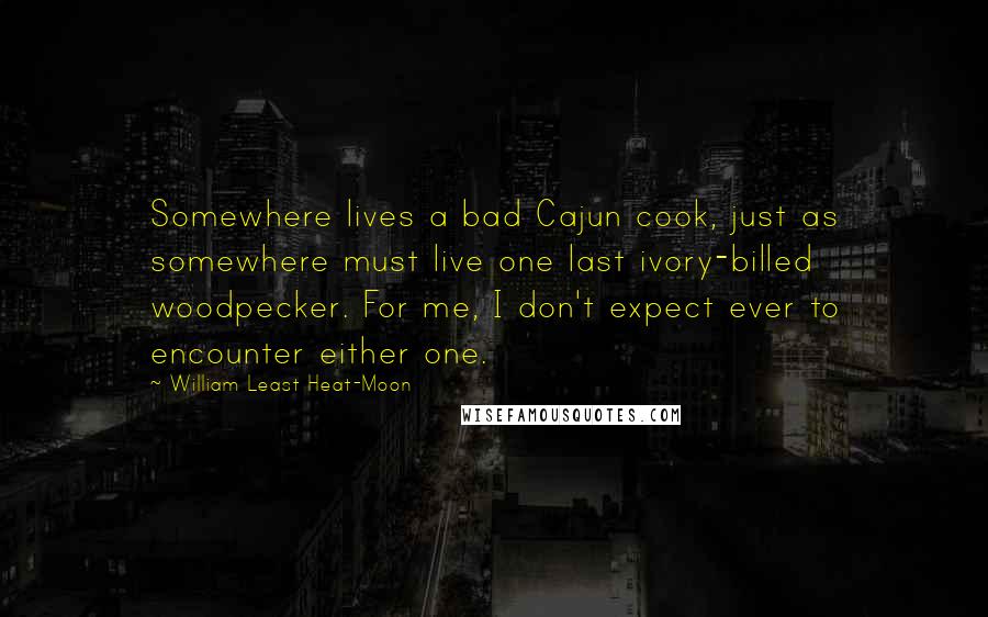 William Least Heat-Moon Quotes: Somewhere lives a bad Cajun cook, just as somewhere must live one last ivory-billed woodpecker. For me, I don't expect ever to encounter either one.