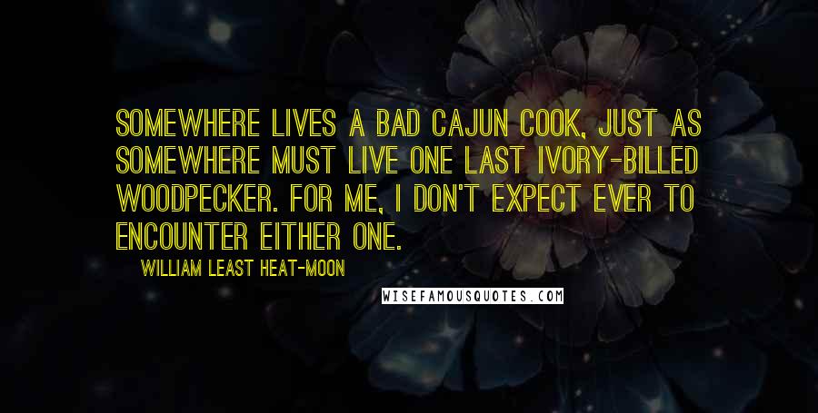 William Least Heat-Moon Quotes: Somewhere lives a bad Cajun cook, just as somewhere must live one last ivory-billed woodpecker. For me, I don't expect ever to encounter either one.