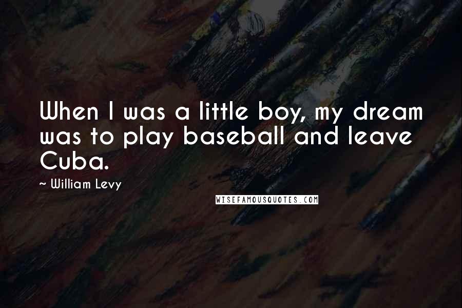 William Levy Quotes: When I was a little boy, my dream was to play baseball and leave Cuba.