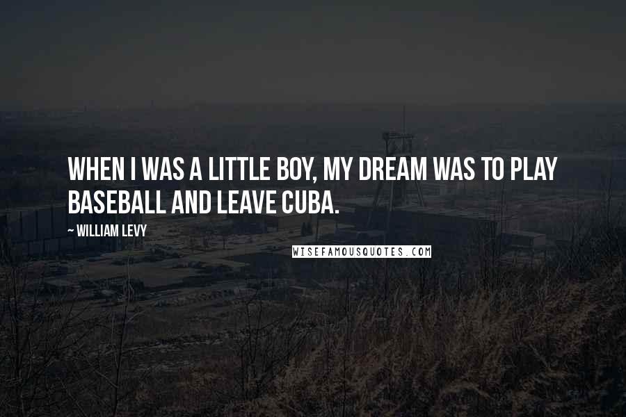 William Levy Quotes: When I was a little boy, my dream was to play baseball and leave Cuba.