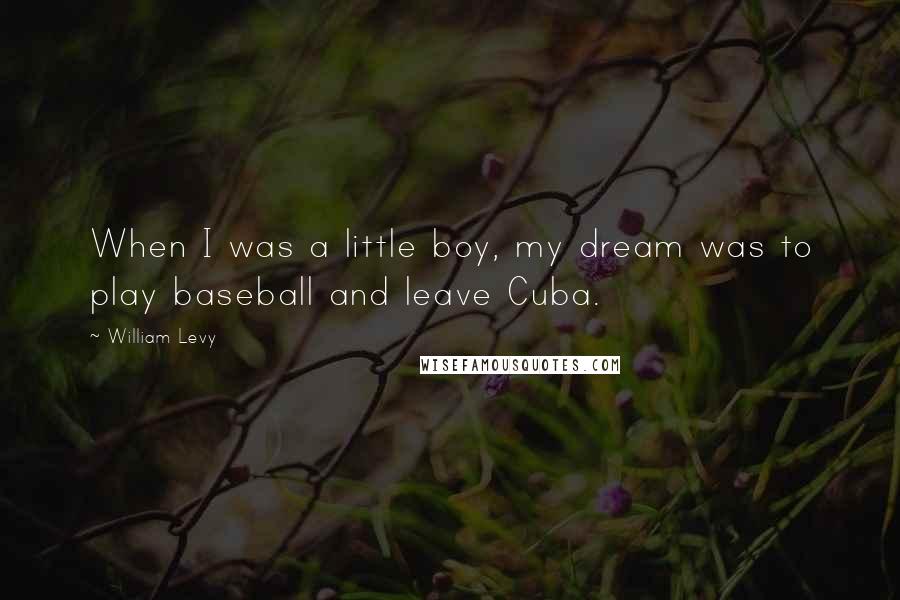William Levy Quotes: When I was a little boy, my dream was to play baseball and leave Cuba.