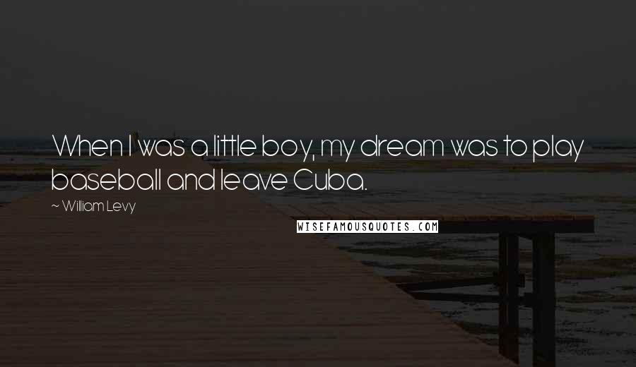 William Levy Quotes: When I was a little boy, my dream was to play baseball and leave Cuba.