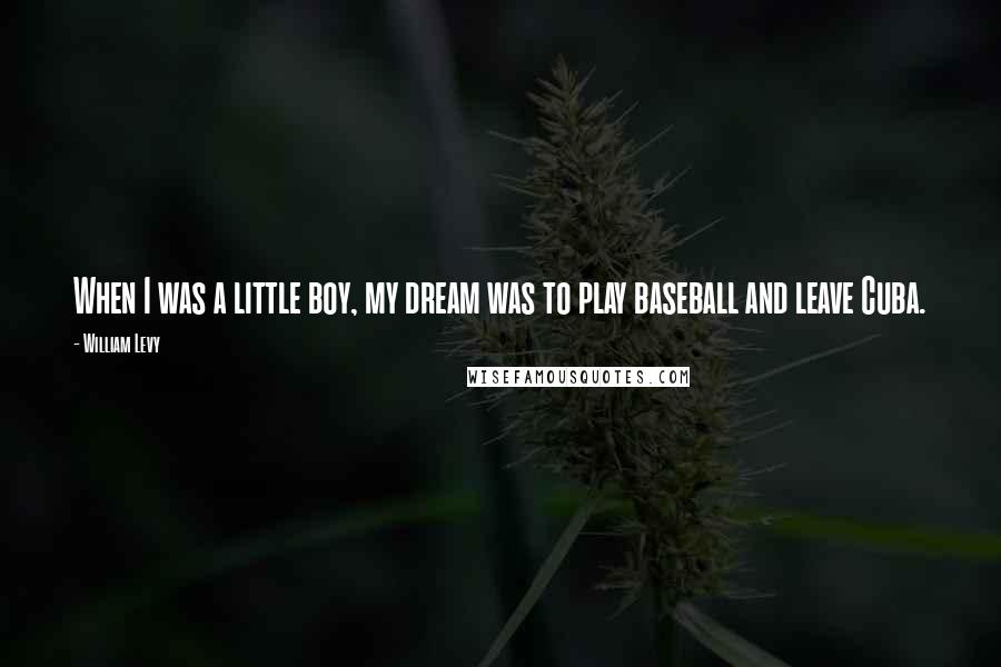 William Levy Quotes: When I was a little boy, my dream was to play baseball and leave Cuba.