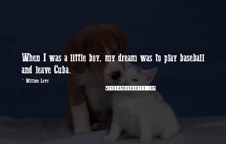 William Levy Quotes: When I was a little boy, my dream was to play baseball and leave Cuba.