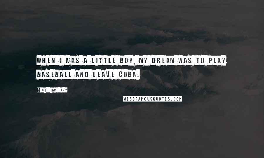 William Levy Quotes: When I was a little boy, my dream was to play baseball and leave Cuba.