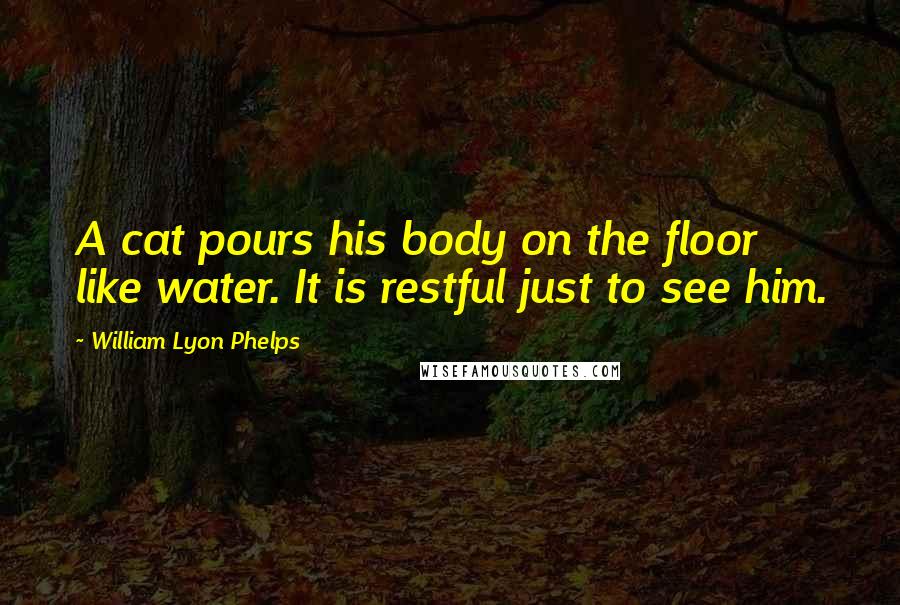 William Lyon Phelps Quotes: A cat pours his body on the floor like water. It is restful just to see him.