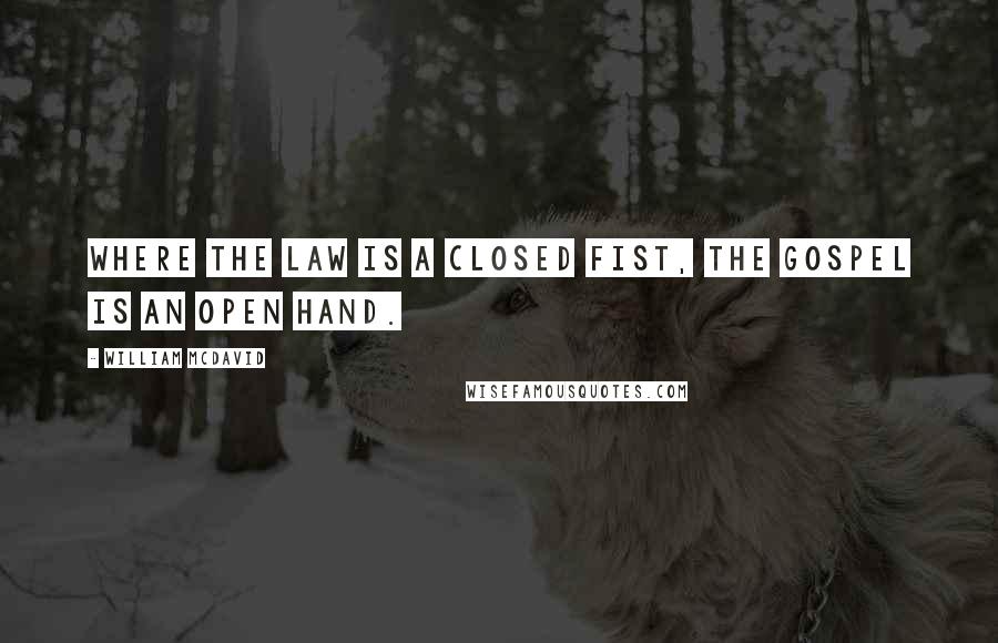 William McDavid Quotes: where the Law is a closed fist, the Gospel is an open hand.