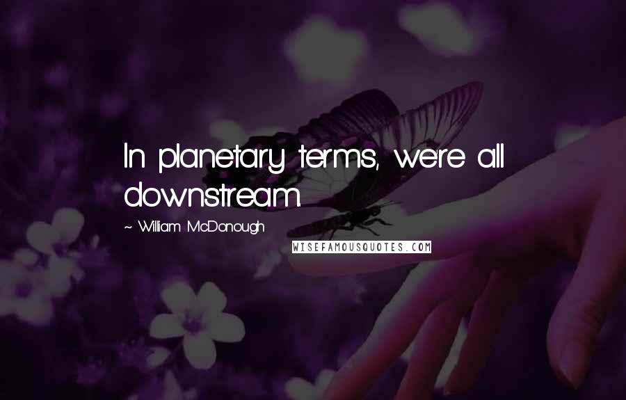 William McDonough Quotes: In planetary terms, we're all downstream.