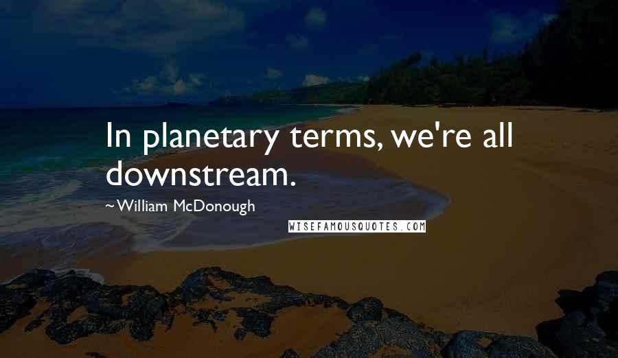 William McDonough Quotes: In planetary terms, we're all downstream.
