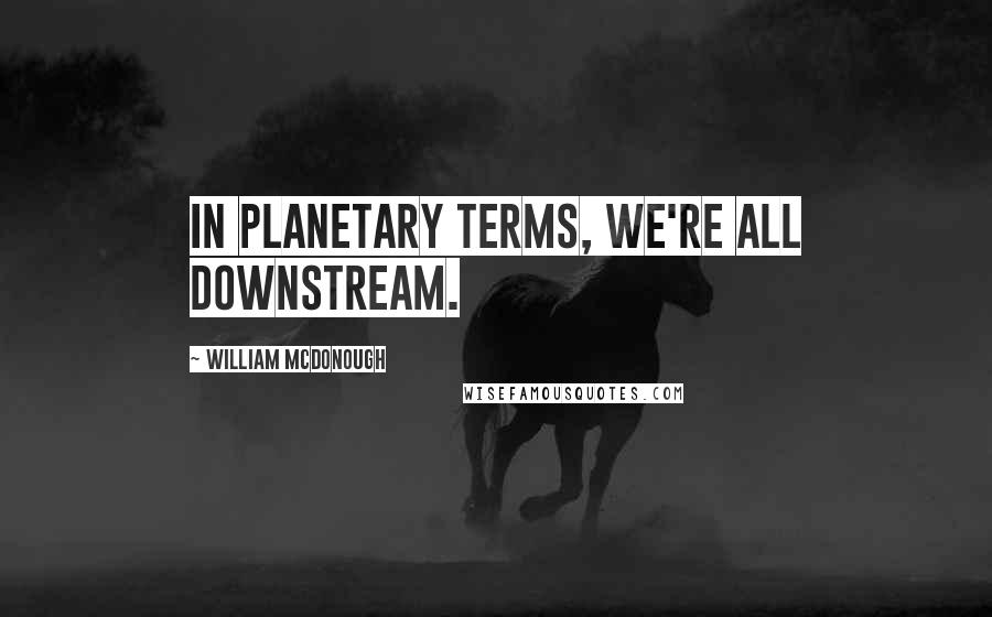 William McDonough Quotes: In planetary terms, we're all downstream.