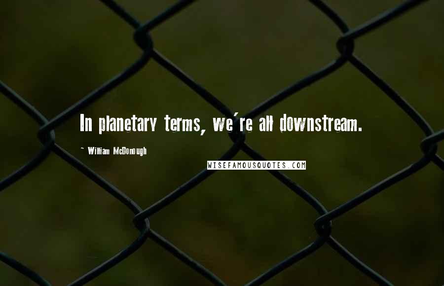 William McDonough Quotes: In planetary terms, we're all downstream.