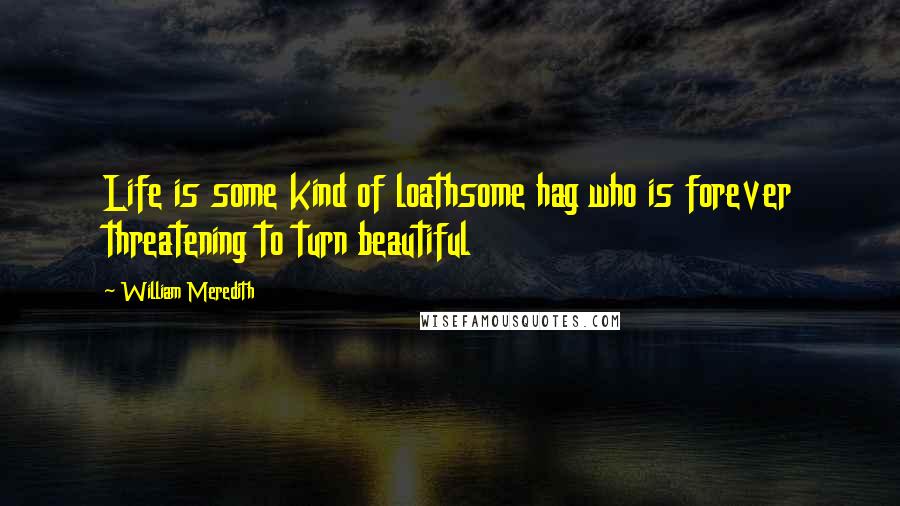 William Meredith Quotes: Life is some kind of loathsome hag who is forever threatening to turn beautiful