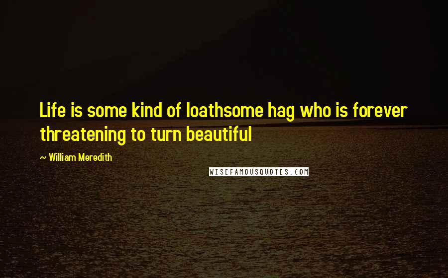 William Meredith Quotes: Life is some kind of loathsome hag who is forever threatening to turn beautiful