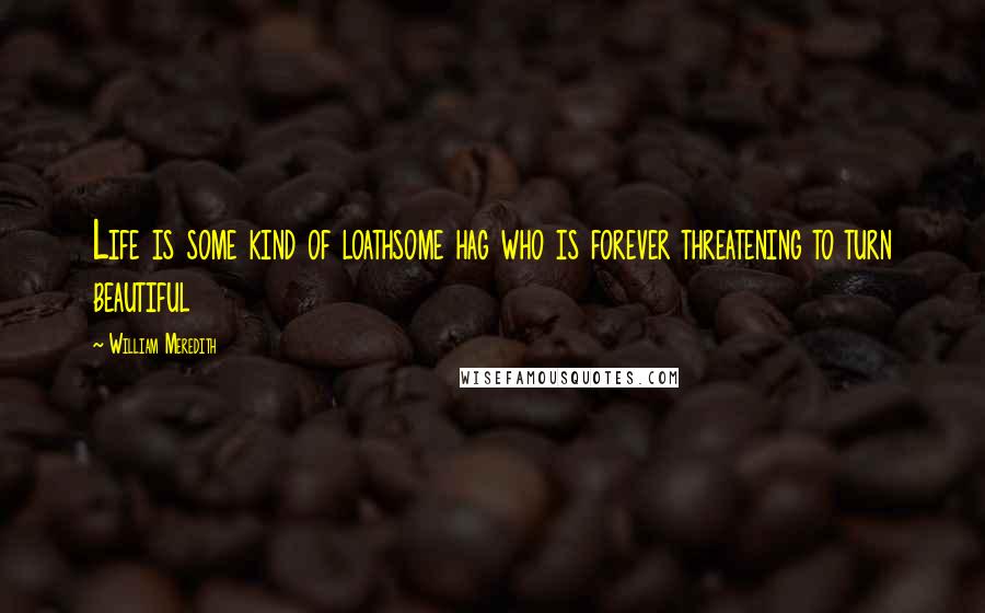 William Meredith Quotes: Life is some kind of loathsome hag who is forever threatening to turn beautiful