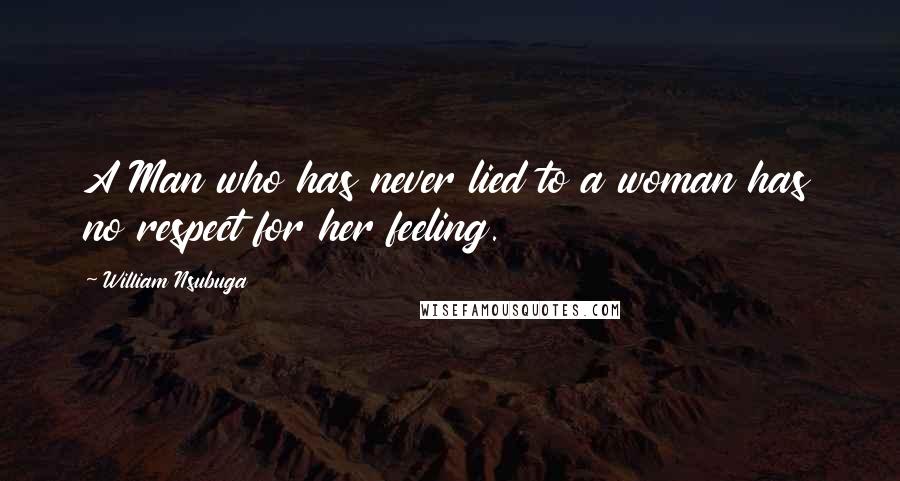 William Nsubuga Quotes: A Man who has never lied to a woman has no respect for her feeling.