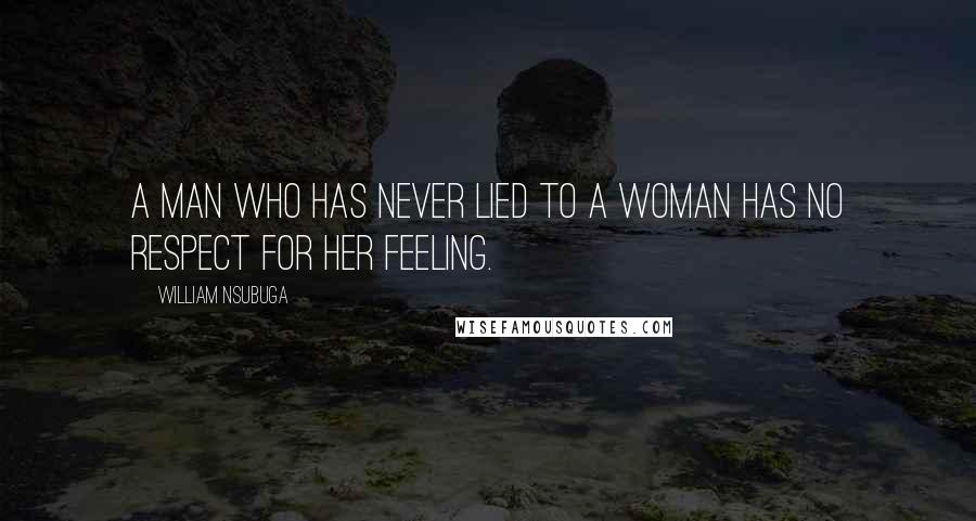 William Nsubuga Quotes: A Man who has never lied to a woman has no respect for her feeling.