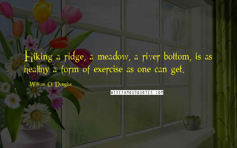 William O. Douglas Quotes: Hiking a ridge, a meadow, a river bottom, is as healthy a form of exercise as one can get.