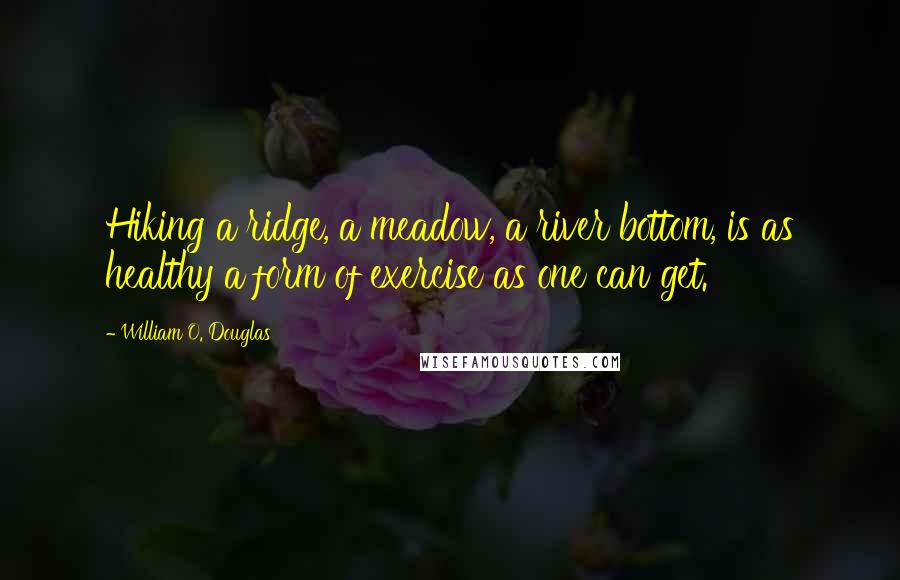 William O. Douglas Quotes: Hiking a ridge, a meadow, a river bottom, is as healthy a form of exercise as one can get.