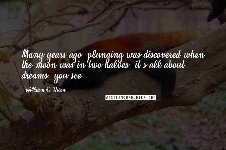William O'Brien Quotes: Many years ago, plunging was discovered when the moon was in two halves- it's all about dreams, you see