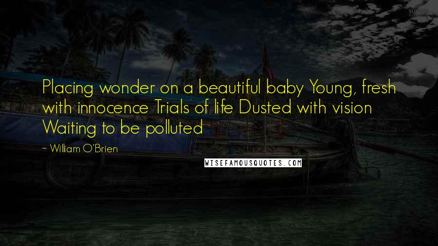 William O'Brien Quotes: Placing wonder on a beautiful baby Young, fresh with innocence Trials of life Dusted with vision Waiting to be polluted