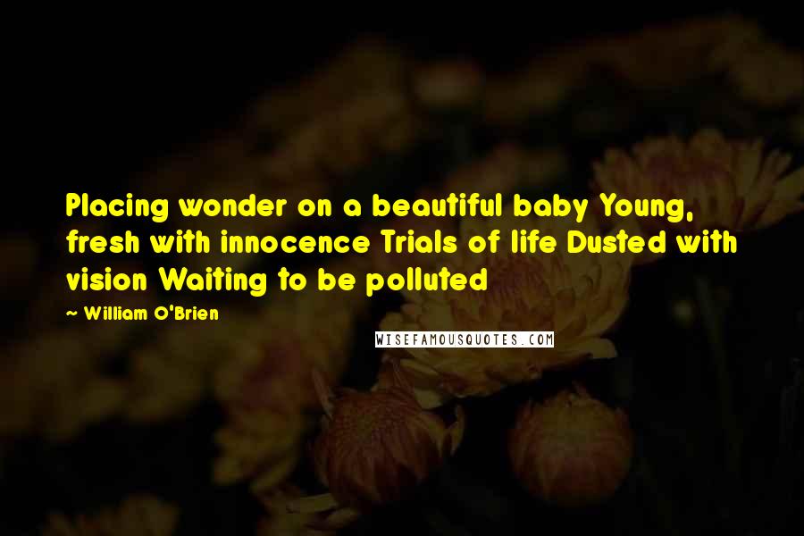 William O'Brien Quotes: Placing wonder on a beautiful baby Young, fresh with innocence Trials of life Dusted with vision Waiting to be polluted