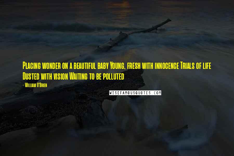 William O'Brien Quotes: Placing wonder on a beautiful baby Young, fresh with innocence Trials of life Dusted with vision Waiting to be polluted