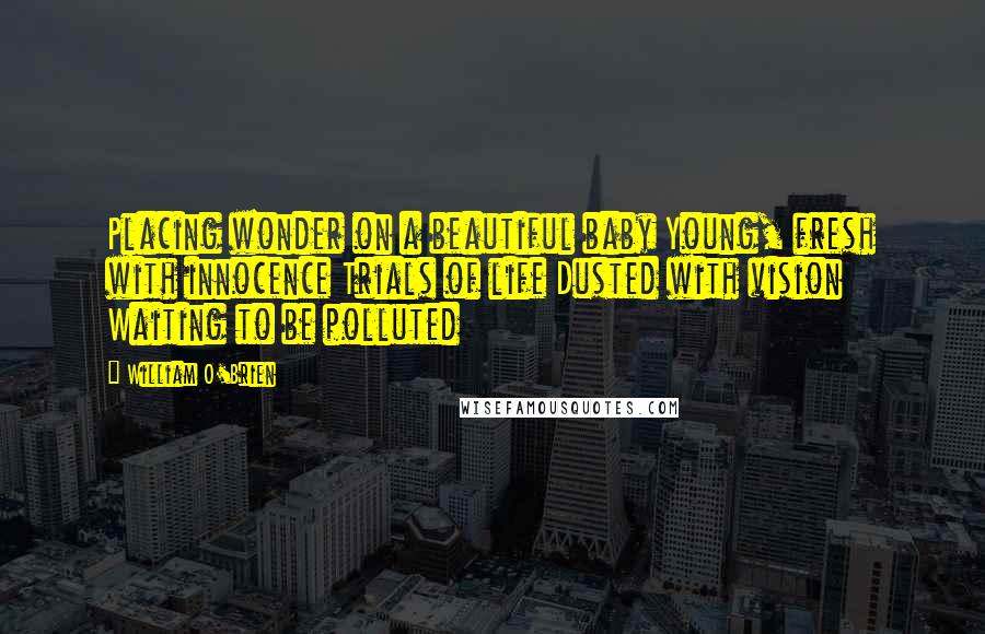 William O'Brien Quotes: Placing wonder on a beautiful baby Young, fresh with innocence Trials of life Dusted with vision Waiting to be polluted