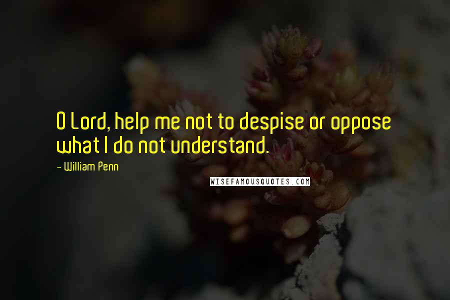 William Penn Quotes: O Lord, help me not to despise or oppose what I do not understand.