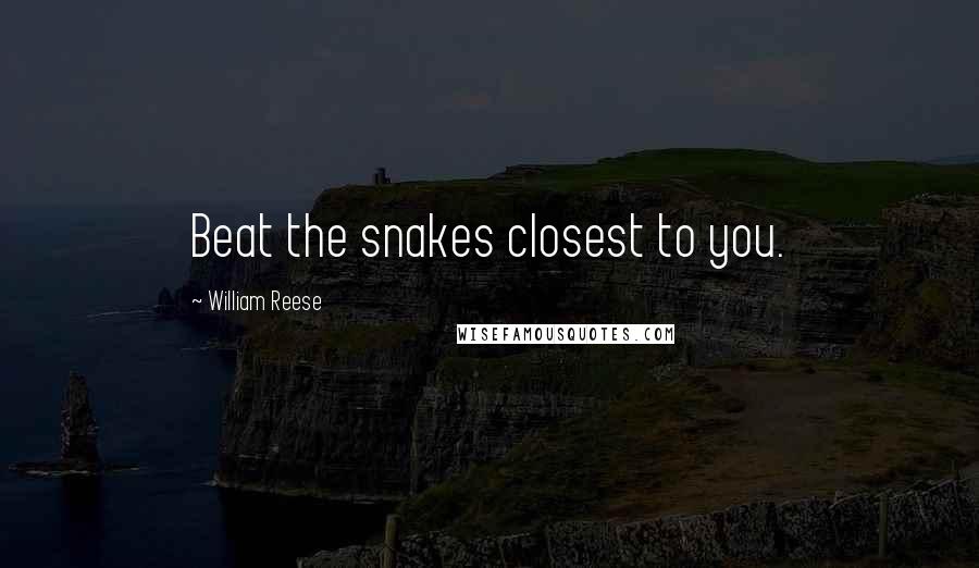 William Reese Quotes: Beat the snakes closest to you.