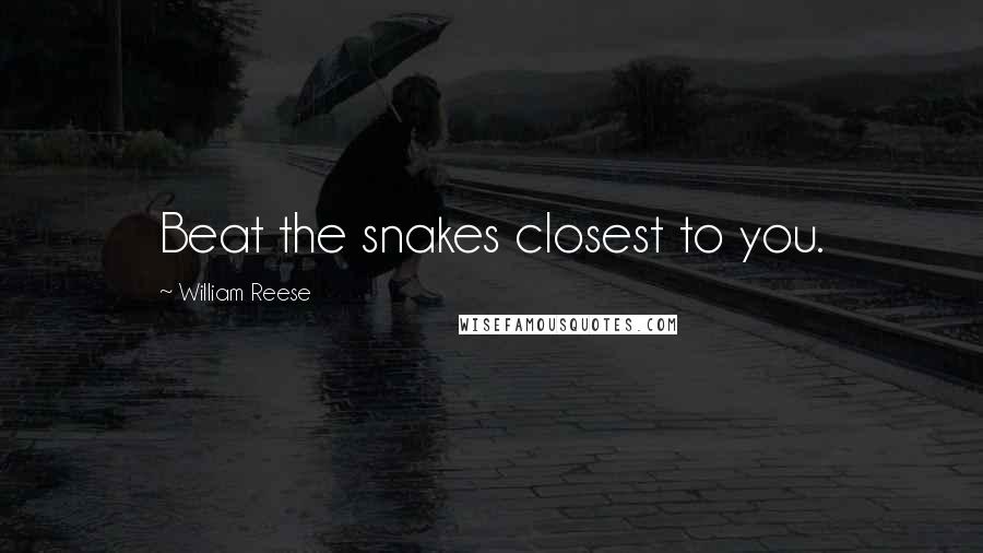 William Reese Quotes: Beat the snakes closest to you.