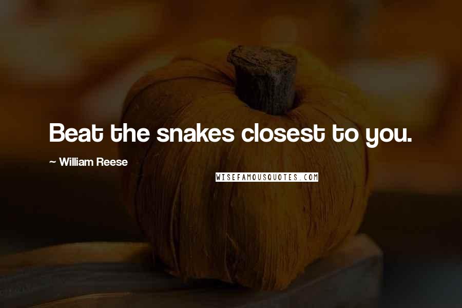 William Reese Quotes: Beat the snakes closest to you.