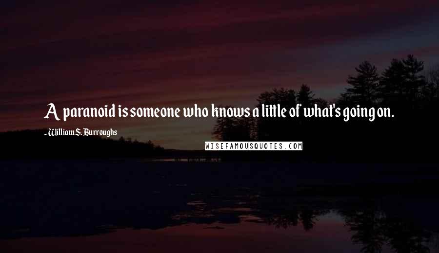 William S. Burroughs Quotes: A paranoid is someone who knows a little of what's going on.