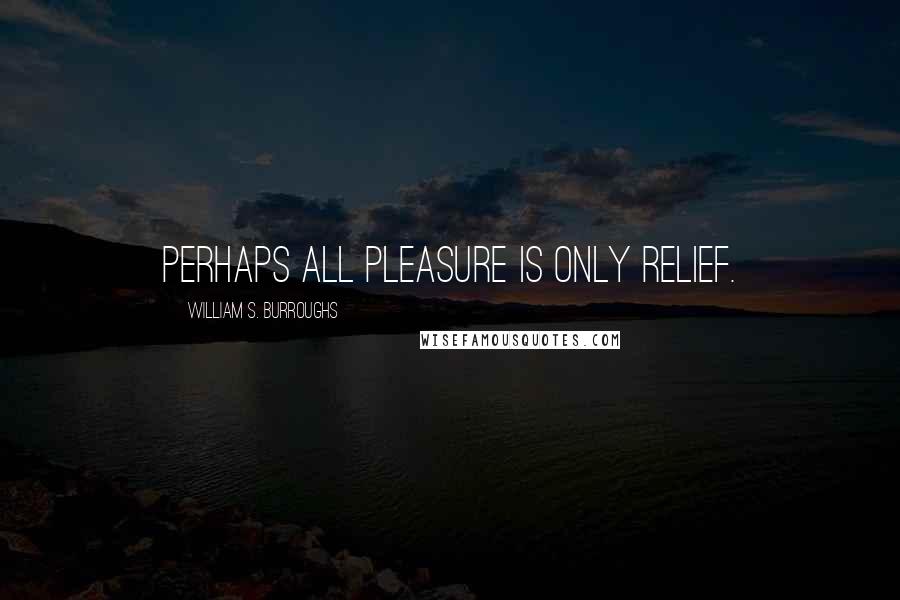 William S. Burroughs Quotes: Perhaps all pleasure is only relief.