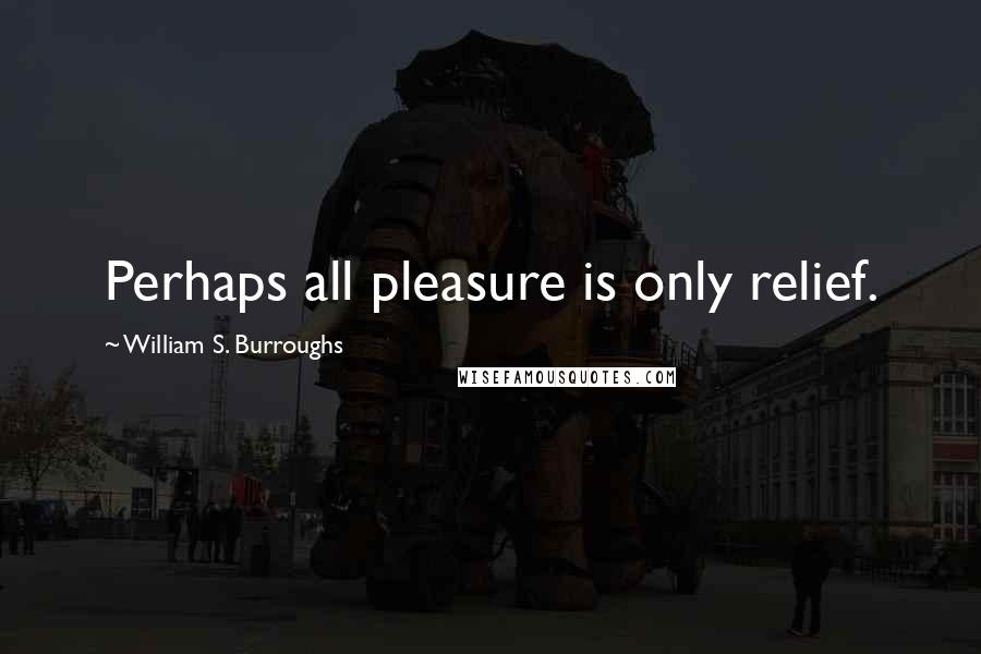 William S. Burroughs Quotes: Perhaps all pleasure is only relief.