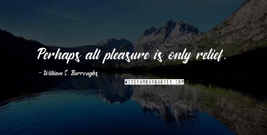 William S. Burroughs Quotes: Perhaps all pleasure is only relief.