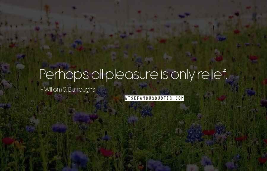 William S. Burroughs Quotes: Perhaps all pleasure is only relief.