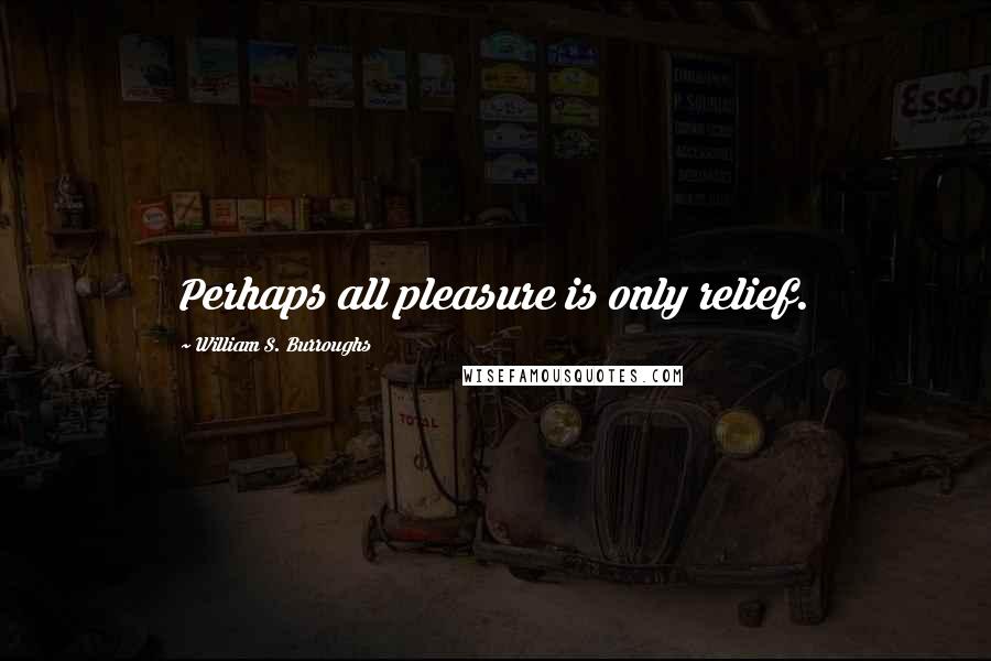 William S. Burroughs Quotes: Perhaps all pleasure is only relief.
