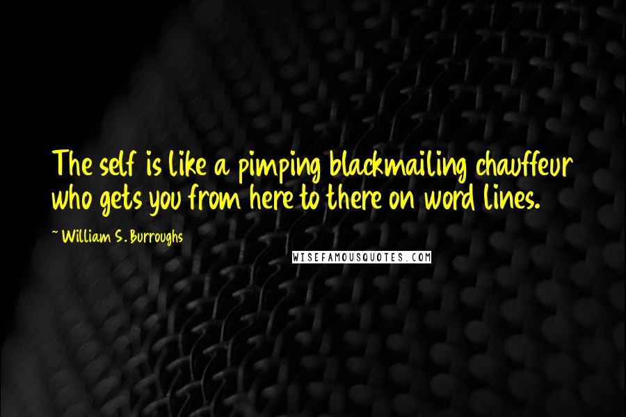 William S. Burroughs Quotes: The self is like a pimping blackmailing chauffeur who gets you from here to there on word lines.