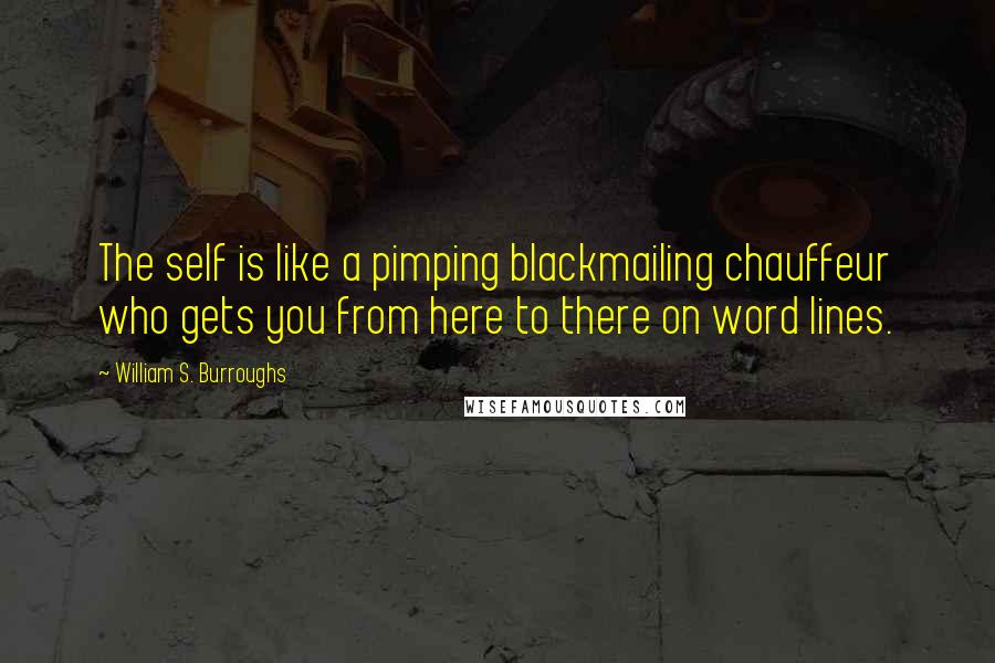 William S. Burroughs Quotes: The self is like a pimping blackmailing chauffeur who gets you from here to there on word lines.