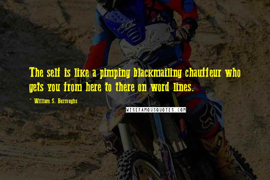 William S. Burroughs Quotes: The self is like a pimping blackmailing chauffeur who gets you from here to there on word lines.