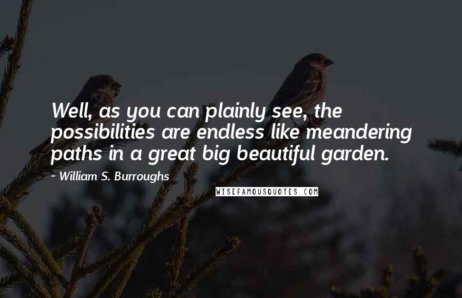 William S. Burroughs Quotes: Well, as you can plainly see, the possibilities are endless like meandering paths in a great big beautiful garden.