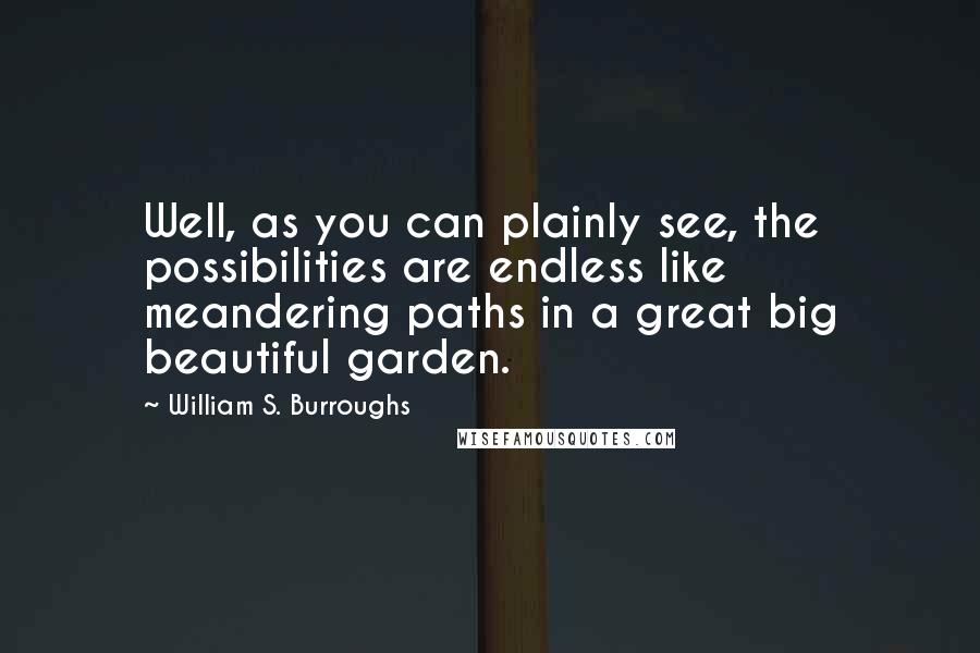 William S. Burroughs Quotes: Well, as you can plainly see, the possibilities are endless like meandering paths in a great big beautiful garden.