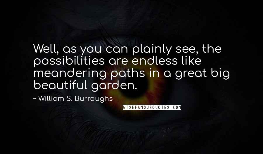 William S. Burroughs Quotes: Well, as you can plainly see, the possibilities are endless like meandering paths in a great big beautiful garden.