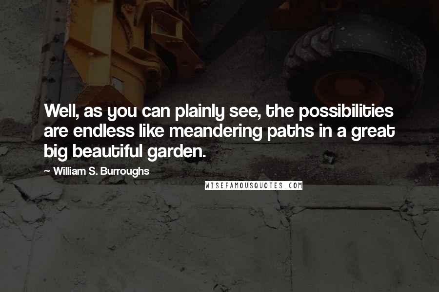 William S. Burroughs Quotes: Well, as you can plainly see, the possibilities are endless like meandering paths in a great big beautiful garden.